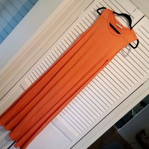 Cherish cotton coral stripe tank maxi dress small